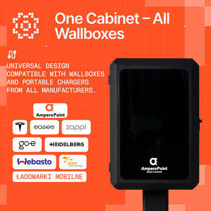 Szafka metalowa na ładowarkę EV AMP-BOX Czarna 
