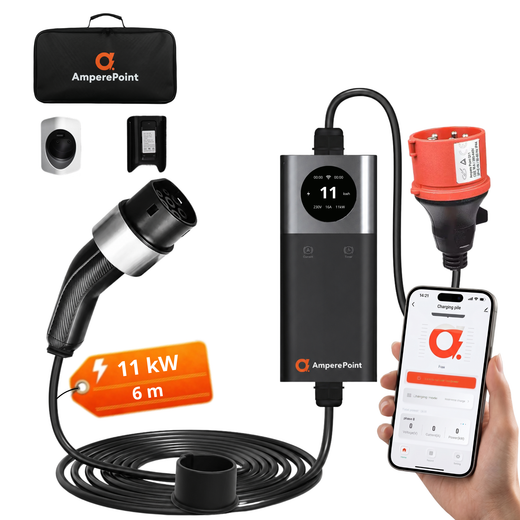 Przenośna ładowarka EV Q11 (16A, Typ 2, 11 kW), aplikacja mobilna