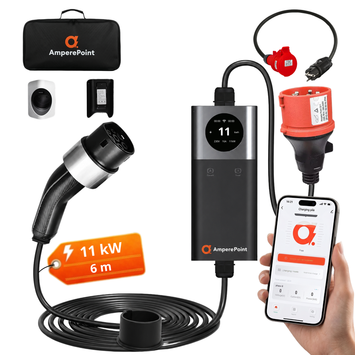 Przenośna ładowarka Q11 (16A, Typ 2, 11kW) + Adapter CEE16A-Schuko