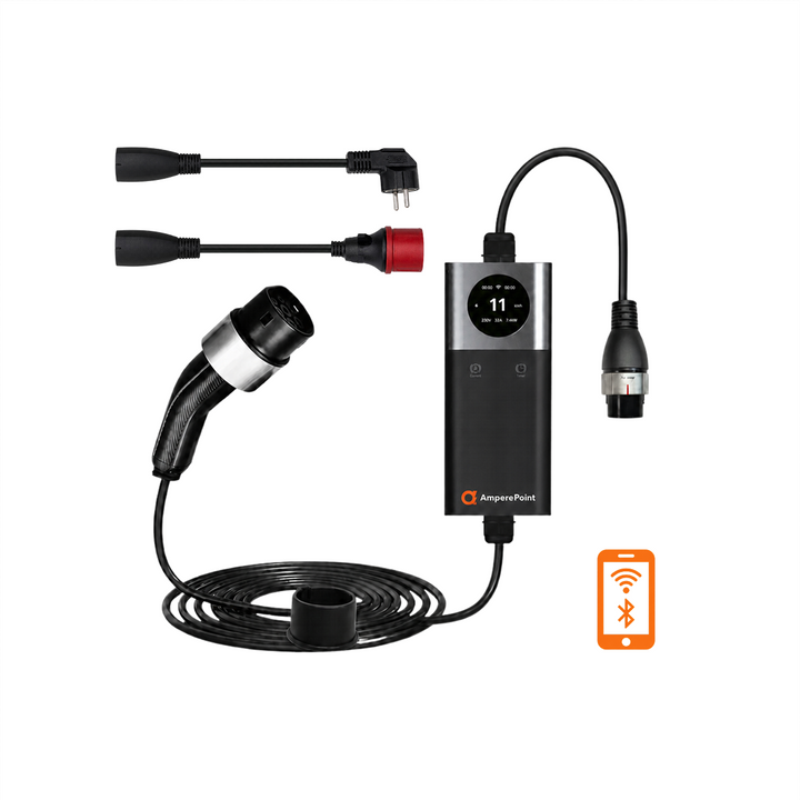 Przenośna ładowarka Q11 PRO (16A, Typ 2, 11kW) + 2x adaptery