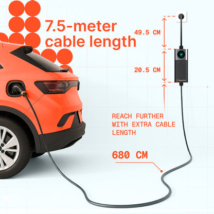 Przenośna ładowarka Q37 (16A, Typ 2, 3,7 kW) WiFi, 7,5 metra