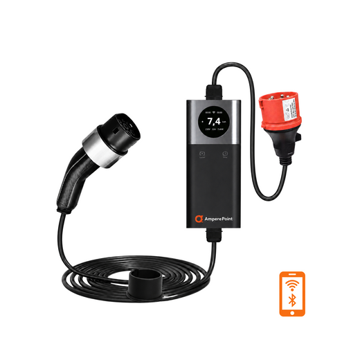 Przenośna ładowarka EV Q74 (32A, Typ 2, 7,4 kW), aplikacja mobilna