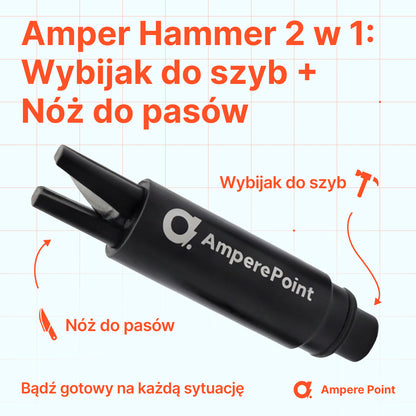 Ampere Hammer: awaryjny wybijak do szyb i przecinarka pasów bezpieczeństwa 2 w 1