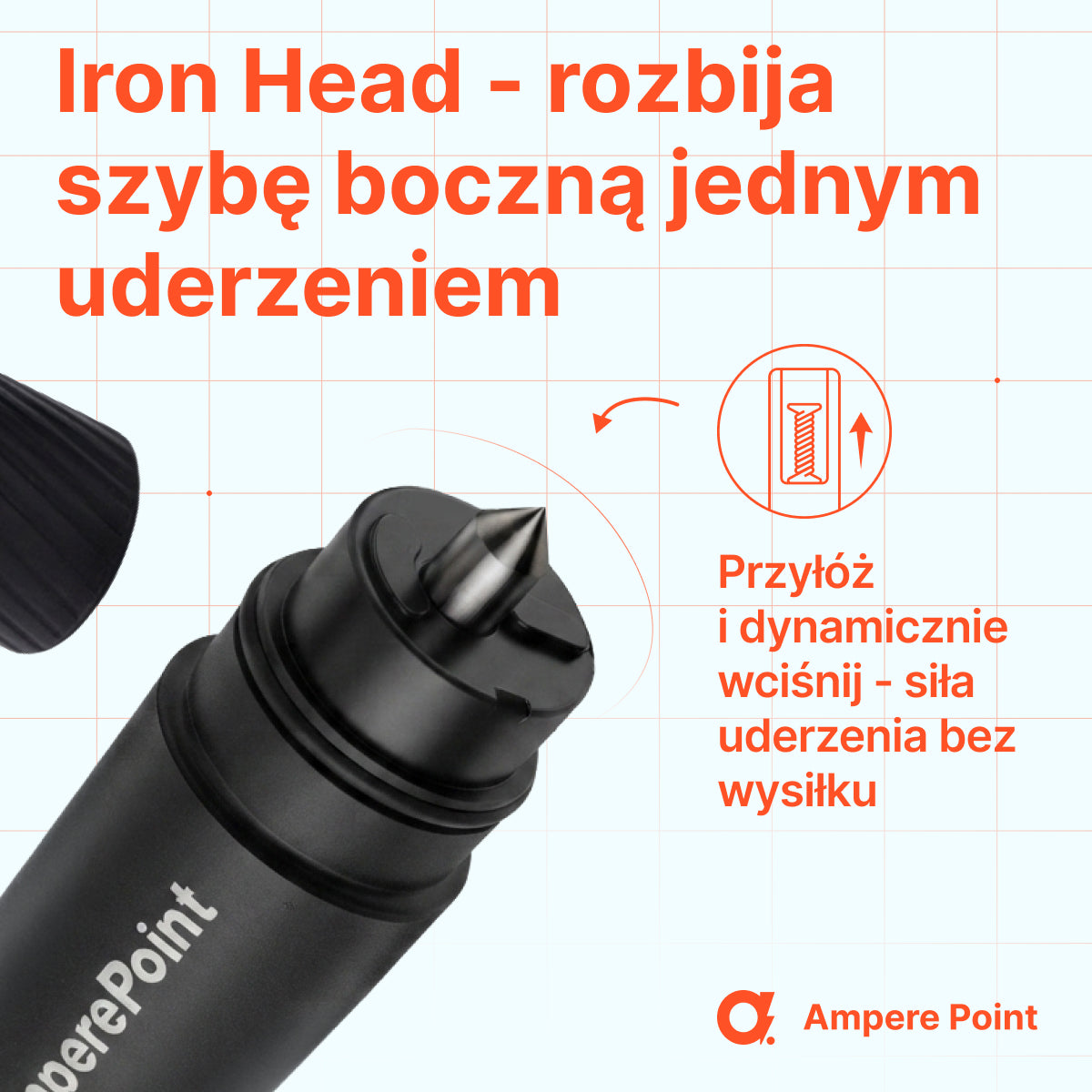 Ampere Hammer: awaryjny wybijak do szyb i przecinarka pasów bezpieczeństwa 2 w 1
