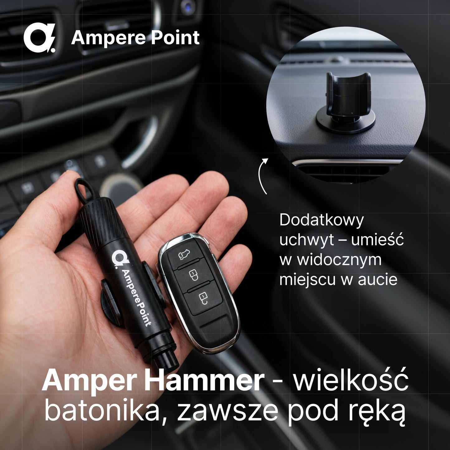 Ampere Hammer: awaryjny wybijak do szyb i przecinarka pasów bezpieczeństwa 2 w 1
