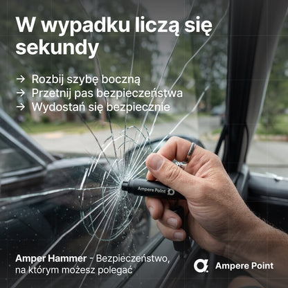 Ampere Hammer: awaryjny wybijak do szyb i przecinarka pasów bezpieczeństwa 2 w 1